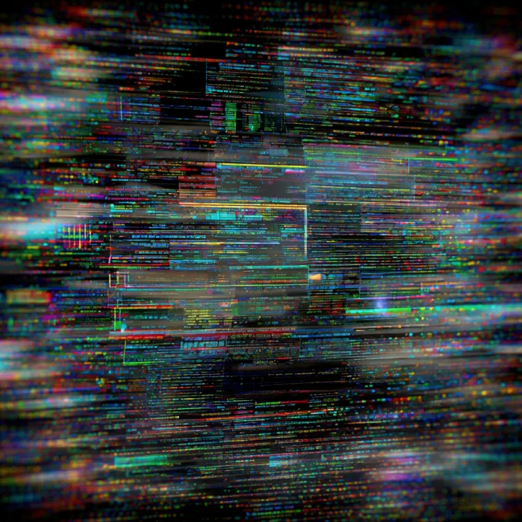 Glitch-Inspired Digital Code Artwork