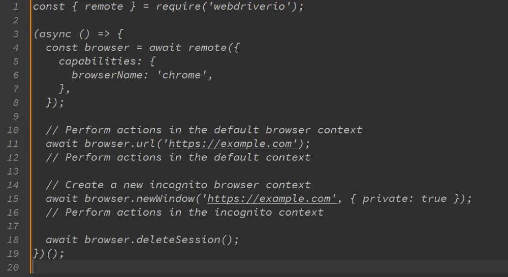 Browser Contexts with WebDriverIO